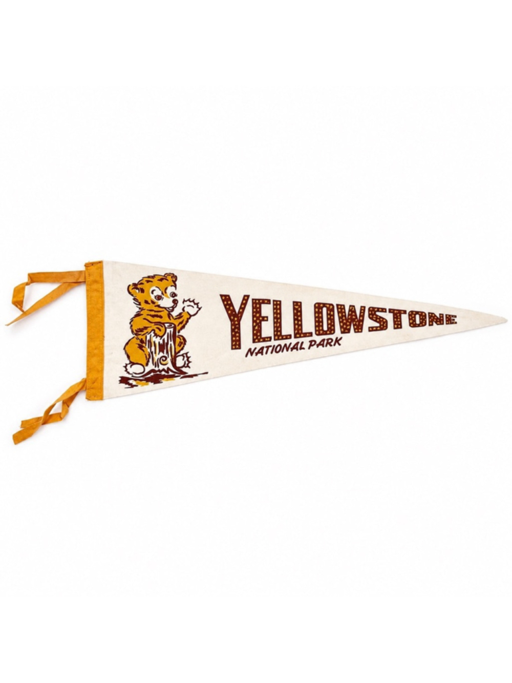 Vintage Yellowstone Park Felt Pennant Travel Souvenir Graphic Bear Cub Flag